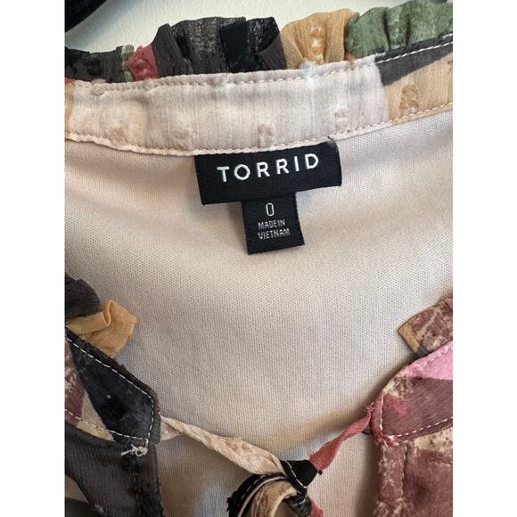 Torrid Abstract Print Swiss Dot Long Sleeve Dress w/ Pockets – Size 0 (12) - Picture 3 of 7